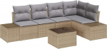 Rantry 6-teiliges Garten Sofa Set mit Kissen Schwarz Poly Rattan Gartenlounge Model3347070