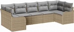 7-teiliges Garten Sofa Set mit Kissen Beige Poly Rattan, 2-Sitzer Garten Sofa mit Kissen Beige Poly Rattan Gartenlounge Model3345850