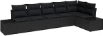 6-teiliges Garten Diivan Set mit Kissen Schwarz Poly Rattan Gartenlounge Model3355752