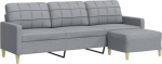 Gecheer 3-kohaline diivan koos tugitooliga Metallraamiga diivanvoodi Kangast diivanvoodi K&uuml;laliskohvik Moodne 3-kohaline diivanvoodi 226 x 77 x 80 cm (B x S x K x H) elutuppa, k&uuml;lalistetuppa, helehall