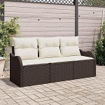 3-osaline aia diivan komplekt padjaga Brown Poly Rattan Garden Lounge Model3345558