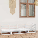 Gecheer Outdoor-Sofa 4-Sitzer Wei&szlig; Massivholz Kiefer, Polstersofa Gepolsterte Couch f&uuml;r Wohnzimmer Apartment B&uuml;ro G&auml;stezimmer3075360