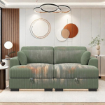 PerGar n&ouml;&ouml;rdiivan 2-kohaline, 88 cm lai diivan, mugav diivan 58 cm ekstra s&uuml;gavad istmed, diivanvoodi, v&auml;ike kokkupandav diivan 2-kohaline, suur diivan diivan 2 tugitooliga, elutuppa ja magamistuppa (roheline)