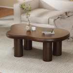 Cloud Coffee Table Modern Cute Irregular Simple Tea Center Table for Small Space Side Table for Living Room Home Office Indoor (Brown 46 "W x 31 "D x 15 "H)
