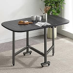 Klappbarer Esstisch mit 6 Rollen, stabiler Rahmen aus Karbonstahl, PVC-Oberseite, platzsparendes Design, 150 kg Kapazit&auml;t, ideal f&uuml;r Esszimmer und Wohnzimmer