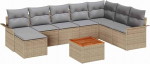 Rantry 9-teiliges Garten-Sofa-Set mit Kissen Beige Poly-Rattan Akazie Gartenlounge Model3347364