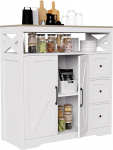 HNOUER Sideboard, k&ouml;&ouml;gikapp 3 sahtli ja 2 uksega, t&ouml;&ouml;lauaga buffetkapp k&ouml;&ouml;ki, s&ouml;&ouml;gituppa, elutuppa, esikusse, puust, 100 x 40 x 105 cm, valge