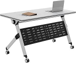 Kaasaskantav kokkupandav konverentsilaud lukustatavate ratastega, mitmek&uuml;lgne ristk&uuml;likukujuline laud kodukontorisse, m&auml;ngude ja t&ouml;&ouml;koha jaoks, 47 x 16 x 30 tolli, valge