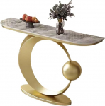 Generisch Moderner Konsolentisch aus Steinplatte - Stilvoller Eingangstisch mit Ablagef&auml;chern, leicht zu reinigen, f&uuml;r Wohnzimmer, Flur und Schlafzimmer - Goldfarben (120 x 30 x 80 cm)