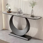 Stilvoller, moderner Konsolentisch (139,9 cm) - dekorativer Akzenttisch f&uuml;r den Eingangsbereich mit gebogenem Metallrahmen, Perfekter Flur- und Sofatisch f&uuml;r das Wohnzimmer - Elegantes schwa