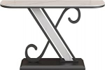 Eingangstisch, Moderner Konsolentisch mit Metallrahmen und Kunstmarmorplatte for den Eingangsbereich Konsolentisch(Black,L)