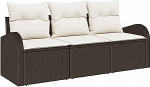 3-osaline aia diivan komplekt padjaga Brown Poly Rattan, 2 istekohaga aia diivan koos hoiuruumi ja padjaga Brown Poly Rattan Garden Lounge Model3354567