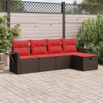 Garten-Sofagarnitur mit Stauraum & Fu&szlig;hocker - PE-Rattan, 55x53x34 cm, f&uuml;r Terrasse und Innenhof Model3325470