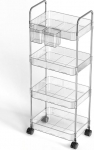 Uwenkjie HJ-001 Acrylic Storage Trolley, 4-Layer Movable Stainless Steel Trolley with Handle and Multifunctional Storage Box, Suitable for Kitchens, Bathrooms, Laundry Rooms, Offices