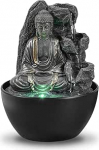 Zen'Light Revata Buddha l&otilde;&otilde;gastav veejuga purskkaev Zen dekoratsioon Feng Shui Lucky Charm Nutikas kasulik kingitus Laua purskkaev koos LED-valgusega K&otilde;rgus 18 cm