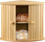 Navaris Bambus Bambus Corner Bread Bin - Corner Bread Bin Two Levels - Wooden Bread Box - Box for Kitchen - Bread Basket 30 x 30 x 31 cm - Storage Cabinet