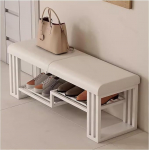 Shoe Bench with Cushion, White Shoe Rack, Bench for Entrance, Living Room and Corridor, Stylish and Functional Solution
