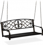 Relaxdays Hanging Bench, 2-Seater, Garden Swing for Hanging, Vintage Design, Metal, HBT 197 x 133 x 58 cm, Black/Bronze