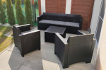 Dmora - Venus Outdoor Lounge Set, Outdoor Lounge with Coffee Table, Patio Set with Cushions, Garden Composition with Sofa and Armchairs, Made in Italy, Anthracite