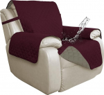 ISSUNTEX Double Protection Waterproof Deck Chair Covers for Living Room, Reversible Furniture Protector Recliner Couch Sofa Slipcover for Dogs Pets Kids (Oversized Lounger, Wine/Beige)