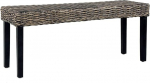vidaXL Mango Wood Solid Bench Dining Room Bench Kitchen Bench Rattan Bench Hallway Bench Dining Room Furniture 110 cm Black Natural Cube Rattan