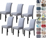Howhic Chair Covers for Dining Room, Easy Pull-on Stretch Dining Chair Covers, 6 Pack Washable Dining Chair Covers, Patterned Great Decoration for Home Party Banquet (6 Pack)