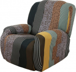 LinFortune Stretch Covers for Recliner Chair, 4-Piece Relaxing Chair Protective Covers, Printed Recliner Chair Cover, Soft Spandex Furniture Protector with Bag (Geometry03 Relaxing Chair)