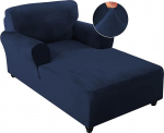 FantasDecor Velvet Chaise Lounge Cover Stretch Slipcover elutuppa Chaise Lounge Slipcover koos Double Arm Chaise Lounge Cover magamistoas Chaise Lounge Soft Plush Fabric Machine Washable