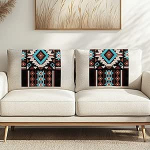 Jndtueit Sofa-Kopfst&uuml;tzenbez&uuml;ge, 2er-Set, rutschfest, f&uuml;r Sofa, Liegestuhl, Armlehne, Sessel, 66,5 x 42 cm, Braun / Blau