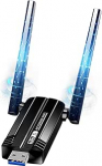 WLAN Stick PC-le - WiFi adapter 1300Mbps Dual Band 2.4GHz/5.8GHz USB 3.0 WLAN adapter PC koos 2 x 5dBi antenniga PC/Laptop, &uuml;hildub Windows 11/10/8/7/Vista/XP, Mac OS 10.9-10.15 operatsioonis&uuml;steemidega