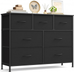 SONGMICS sahtlikapp 7 riidest sahtlitega hoiukapp terasest MDF mittekootud kangast magamistuba koridor elutuba tint must eebenpuu must LGS323BH03