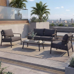 Mendler HWC-P79 Alumiiniumist aiakomplekt Lounge Set Diivan Garden Lounge Kangas / Tekstiil Olefiin 210 g/m&sup2; Tumehall