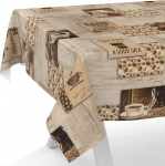 ANRO Oilcloth laudlina, vahast laudlina, pestav aialina, kohvi, 240 x 140 cm, l&otilde;igatud servaga.