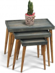 Rustic Solid Wood 3-osaline pesitsuslaudade komplekt - K&auml;sitsi valmistatud ruumi s&auml;&auml;stev k&uuml;ljelaua komplekt