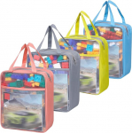 4 farbige Netztaschen mit Rei&szlig;verschluss, Nylon-Puzzle-Baustein-Sets, Spielzeugaufbewahrung und Organisation, atmungsaktiv, durchsichtige Rei&szlig;verschlusstasche mit Griff