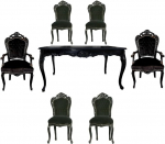 Casa-Padrino Baroque S&ouml;&ouml;gitoa komplekt Must/must - S&ouml;&ouml;gilaud + 6 tooli