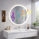 &Uuml;mmargune LED-vannitoa peegel 60 cm Bluetooth ja uduvastane - reguleeritavad 3 valgusv&auml;rvi - kaasaegne peegel vannituppa, meikimiseks ja hoolduseks