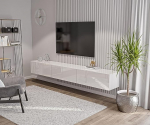 Valge TV Lowboard 270 cm (3 x 90 cm) seinaplaat TV laud High Gloss MDF TV kapp Kaabli avamine Push-to-Open