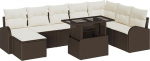 Model3348694 9-osaline aia diivan komplekt koos padjaga Brown Poly Rattan Garden Lounge