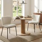 S&ouml;&ouml;gitoa toolid komplekt 2 Faux Fur k&ouml;&ouml;gitooli metallist jalgadega Polsterdatud tool ilma k&auml;etugedeta Pehmendusega aksessuaaritoolid S&ouml;&ouml;gitoa k&uuml;ljetoolid (valge)