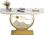 Kitsas konsoollaud, kaasaegne diivan- ja konsoolilaud, k&uuml;ljelaud, koridorilaud, loominguline &uuml;mmargune metallraam, v&auml;ikesesse ruumi, sissep&auml;&auml;suks, koridorisse, elutuppa (kuldne + valge, 80 cm / 31,5
