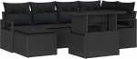 7-teiliges Garten Sofa Set mit Kissen Schwarz Poly Rattan, 2-Sitzer Garten Sofa mit Kissen Schwarz Poly Rattan Gartenlounge Model3348859
