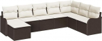 8-teiliges Garten Sofa Set mit Kissen Braun Poly Rattan, 2-Sitzer Garten Sofa mit Kissen Braun Poly Rattan Gartenlounge Model3345818