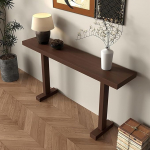 Konsolentisch Schwarz, Schmaler Konsolentisch, Gepr&auml;gte Holzmaserung in Schwarz, Beistelltisch Im Landhausstil f&uuml;r Hinter dem Sofa(Brown,140 cm/55 in)