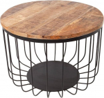 Invicta Interior Solid Industrial Coffee Table Factory Loft 56 cm Natural Mango Solid Wood elutoa laud