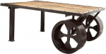 MASSIVMOEBEL24.DE Raudtee Mangopuust kohvilaud #133 Looduslik lakitud ratastega 110 x 80 x 45 cm T&auml;ispuidust telerilaud K&otilde;rvallaud