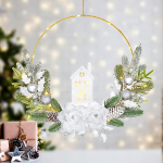 Dremisland LED Decoring Prelit j&otilde;ulup&auml;rg koos valgustatud majaga 40 cm j&otilde;ulukaunistus Talvine p&auml;rg esiuksele Splitter Rose uksekraan koos palliga m&auml;nni n&otilde;elad kaminatagused dekoratsiooniga