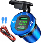 USB autopesa kiirlaadija Dual Car Charger 12V/24V 36W USB autolaadija QC 3.0 veekindel universaalne auto sigaretis&uuml;&uuml;taja adapter mootorratta, haagissuvila, paadi, veoauto jaoks.