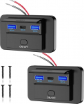 Thlevel 12V USB C pistikupesa laadimispesa 66W autolaadija mobiiltelefoni kiirlaadimine Dual QC3.0 ja PD3.0 veekindel koos l&uuml;litiga 12V-24V auto paadi matkaauto jaoks