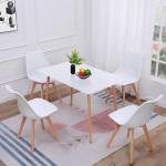 H.J WeDoo Dining Room Set with Dining Table and 4 Dining Chairs, Rectangular Dining Table 110 cm with 4 Dining Chairs, Suitable for Dining Room, Kitchen, Living Room, White Dining Table and Chairs